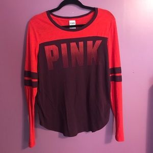 Red & dark purple long sleeve Pink shirt